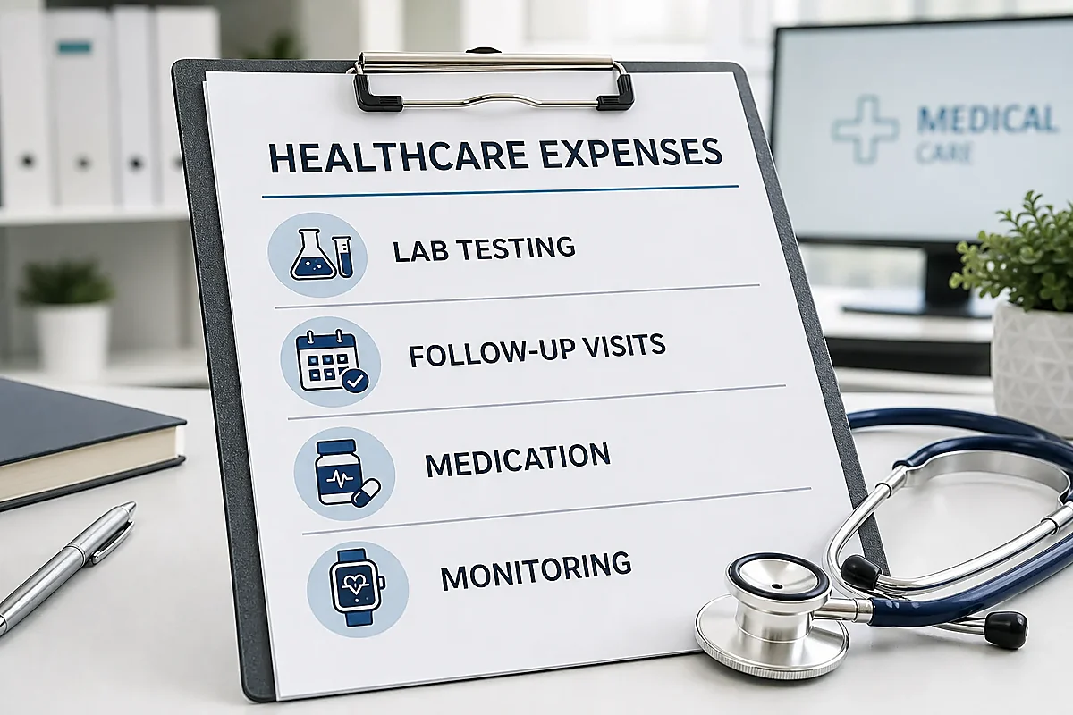 TRT cost factors including lab work, follow-up visits, medication, and monitoring