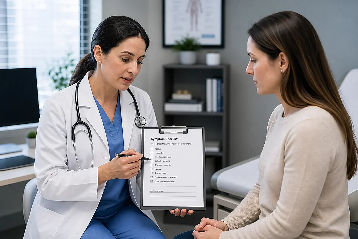 Clinician explaining semaglutide side effects for weight loss during a medical visit