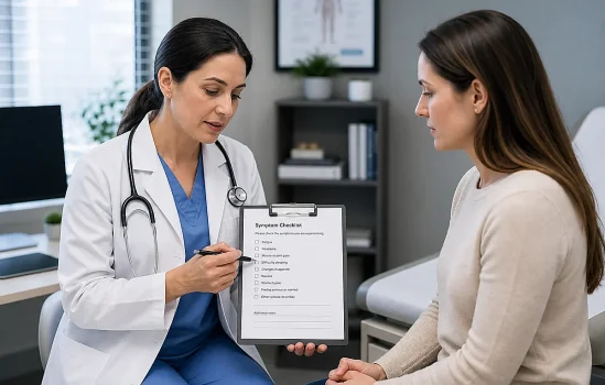 Clinician explaining semaglutide side effects for weight loss during a medical visit
